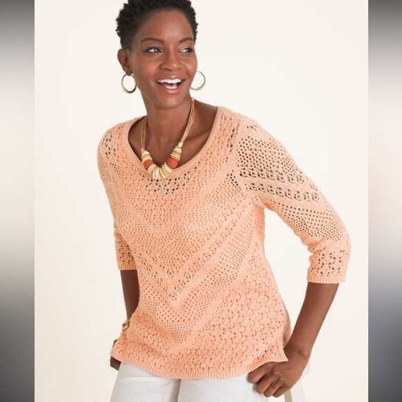 Chico’s open weave 100% cotton sweater size small - Picture 1 of 9